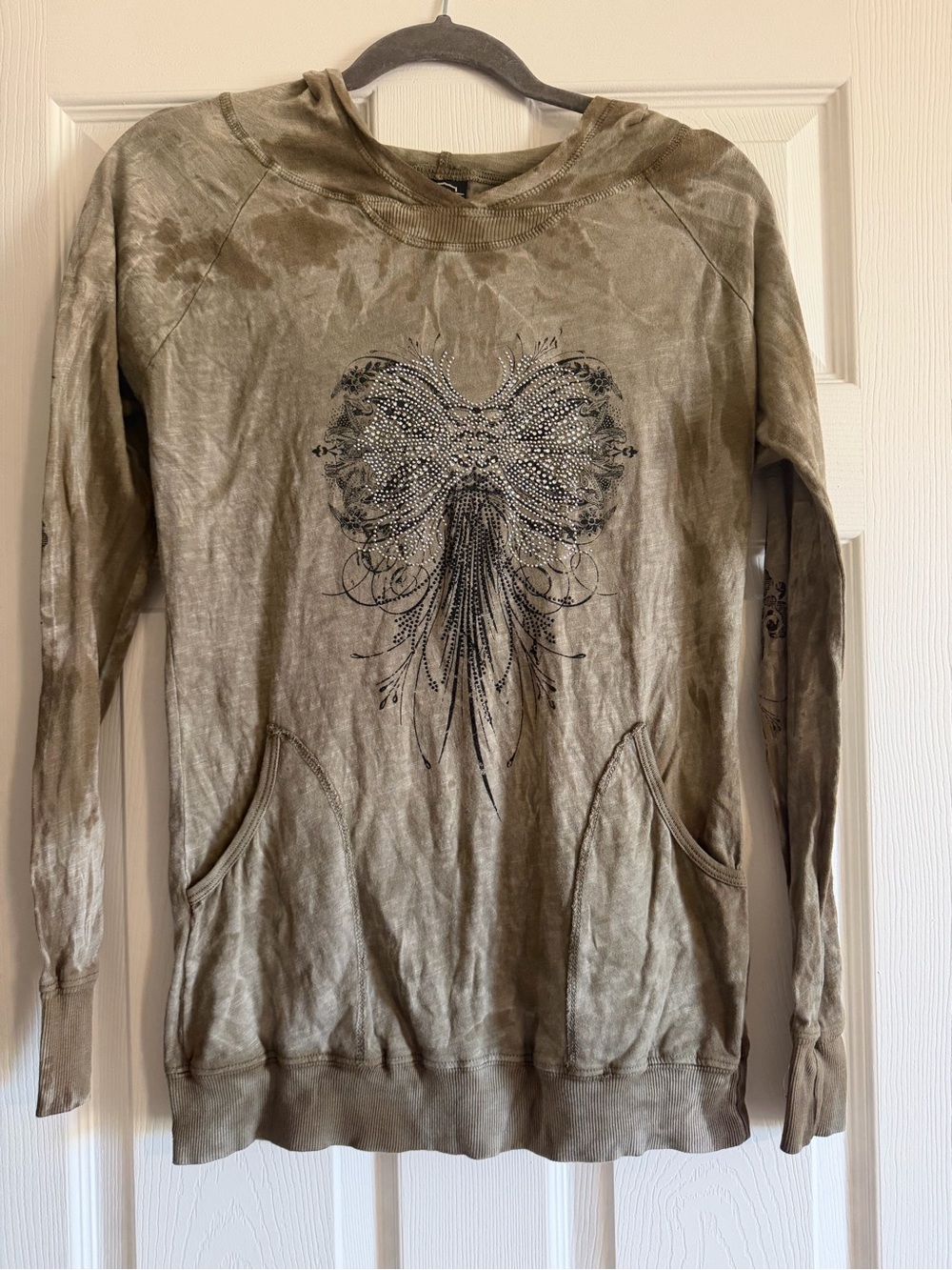 Sledge Hooded Bedazzled Long Sleeve